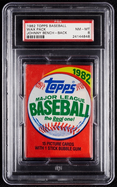 1982 Topps Baseball Wax Pack - Johnny Bench Back (Graded PSA 8)