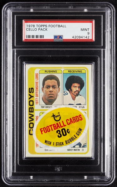 1978 Topps Football Cello Pack - Cowboys Leaders Top (Graded PSA 9)
