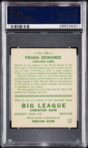 1933 Goudey Frank Demeree No. 224 PSA 5