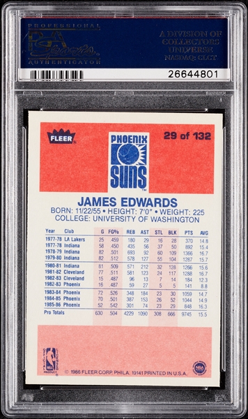 1986 Fleer James Edwards No. 29 PSA 10