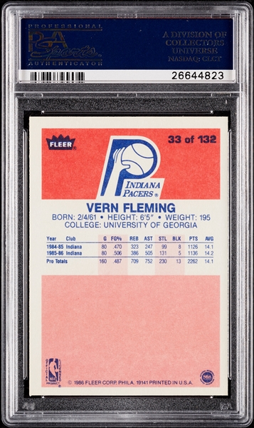 1986 Fleer Vern Fleming No. 33 PSA 10