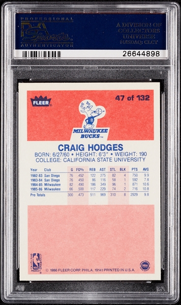 1986 Fleer Craig Hodges No. 47 PSA 10