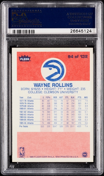 1986 Fleer Wayne Rollins No. 94 PSA 10