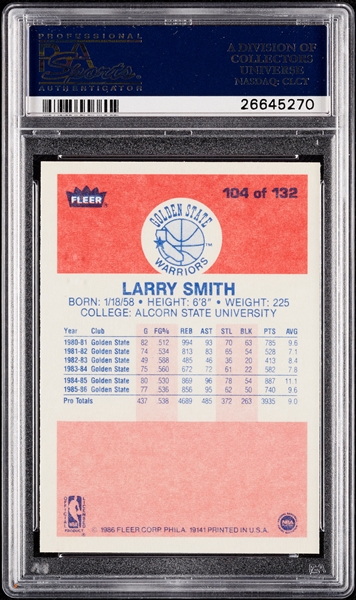 1986 Fleer Larry Smith No. 104 PSA 10