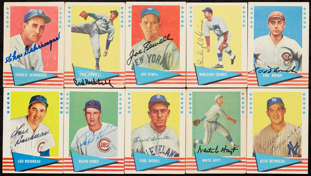 Signed 1961 Fleer Baseball Group with Grimes, Hoyt, Hubbell (10)