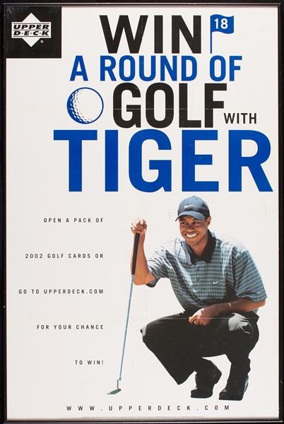 Tiger Woods 2002 UD Promo Poster to Win A Round Of Golf With Tiger