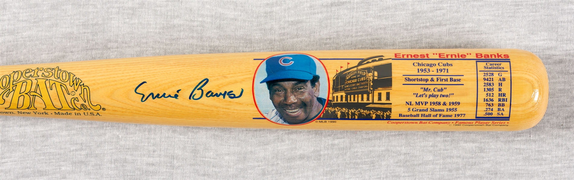 Ernie Banks Signed Cooperstown Bat Co. Decal Bat (741/1000) (PSA/DNA)