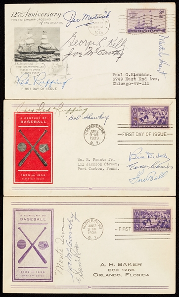 HOFer Multi-Signed First Day Cover Group (3 FDCs, 13 Signatures)