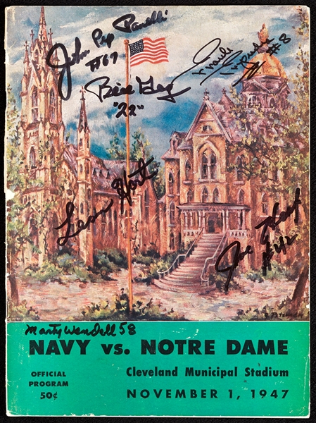 Notre Dame Greats Signed 1947 Navy Program (BAS)
