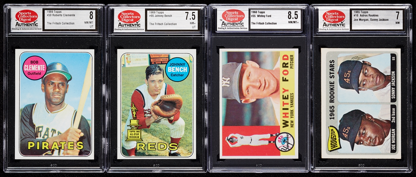 1960s Topps SCD-Graded Group with Clemente, Morgan RC, Bench, Ford (4)
