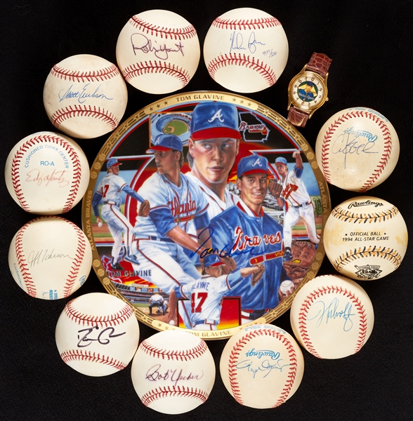 Single-Signed Baseball Group with Ryan, Uecker, Yount (10)