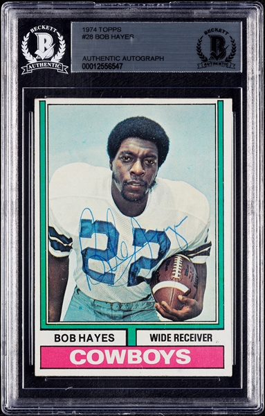 Bob Hayes Signed 1974 Topps No. 28 (BAS)
