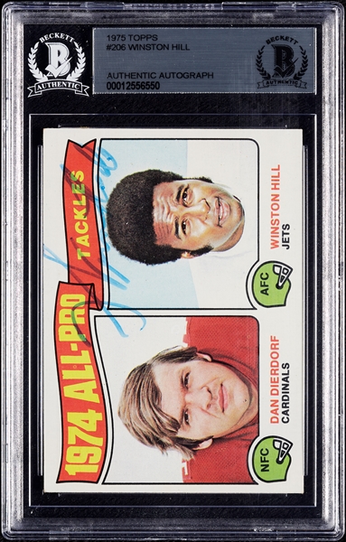 Winston Hill Signed 1975 Topps No. 206 (BAS)
