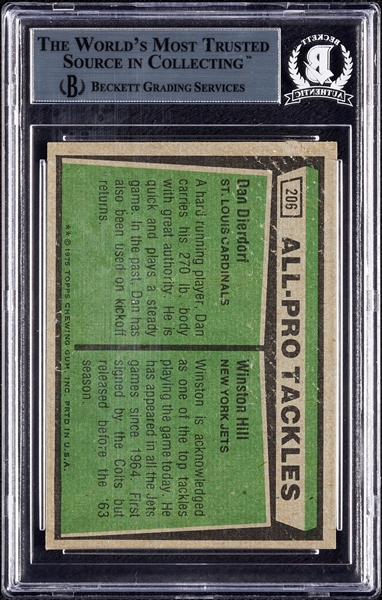 Winston Hill Signed 1975 Topps No. 206 (BAS)