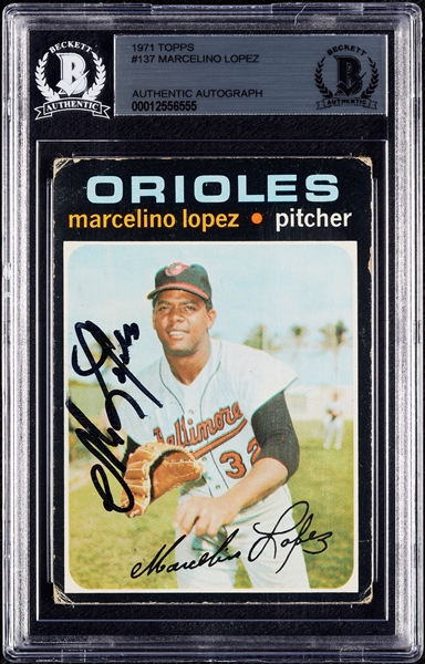 Marcelino Lopez Signed 1971 Topps No. 137 (BAS)