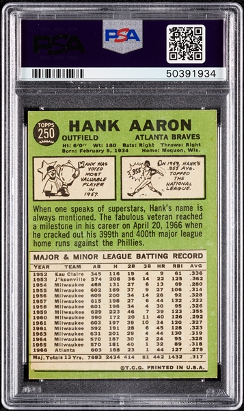 1967 Topps Hank Aaron No. 250 PSA 5