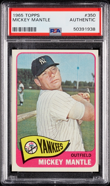 1965 Topps Mickey Mantle No. 350 PSA Authentic