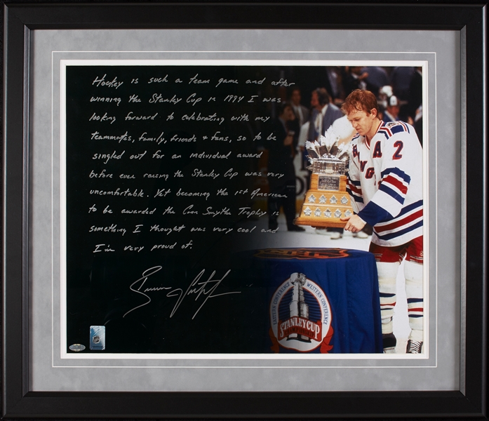 Brian Leetch Signed 16x20 Framed Photo with Handwritten Story (Steiner)