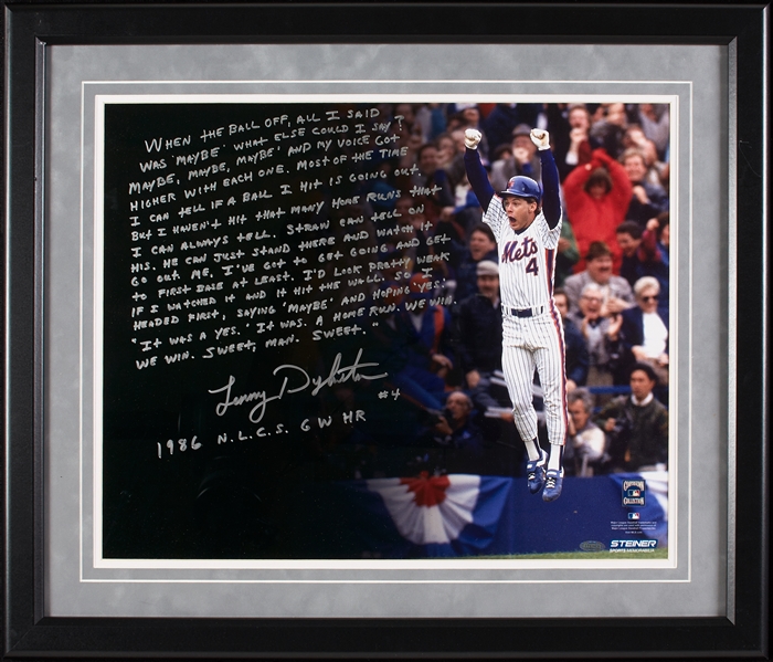 Lenny Dykstra Signed 16x20 Framed Photo with Handwritten Story (Steiner)