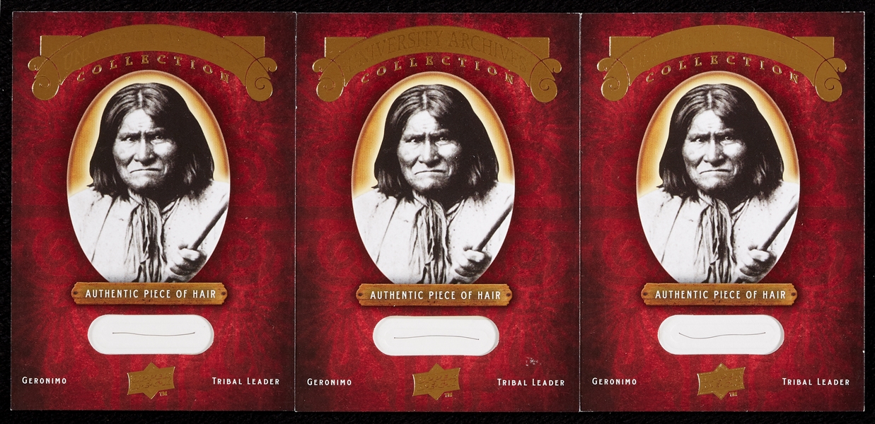 Geronimo Upper Deck & University Archives Hair Cards (3)