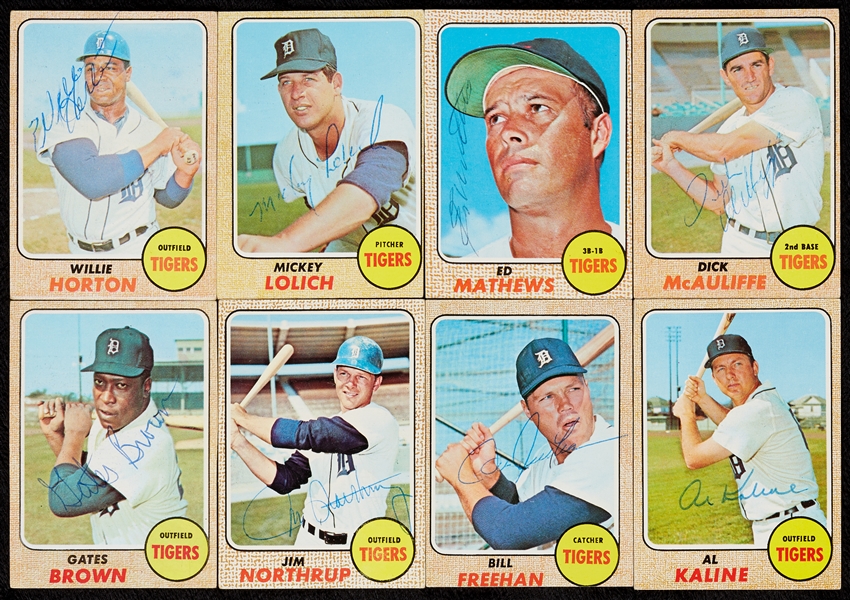 Detroit Tigers Signed 1968 Topps Group with Kaline, Mathews (16)