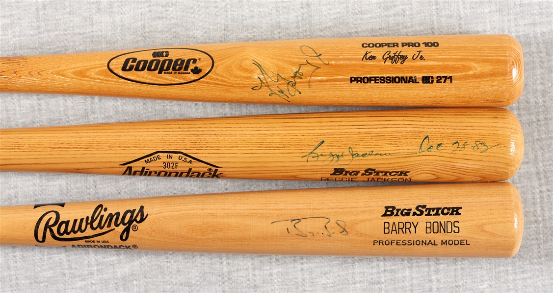 Ken Griffey Jr., Barry Bonds & Reggie Jackson Signed Bats (3)