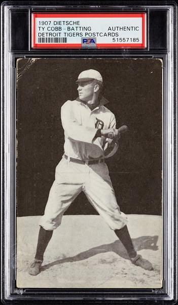 1907 Dietsche Ty Cobb (Batting) Detroit Tigers Postcard PSA Authentic