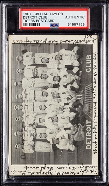 1907-09 H.M. Taylor Detroit Club Postcard PSA Authentic