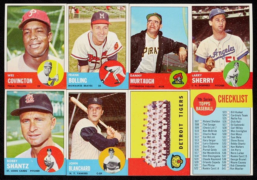 1963 Topps Baseball Group With Mantle, Many High Grade (343)