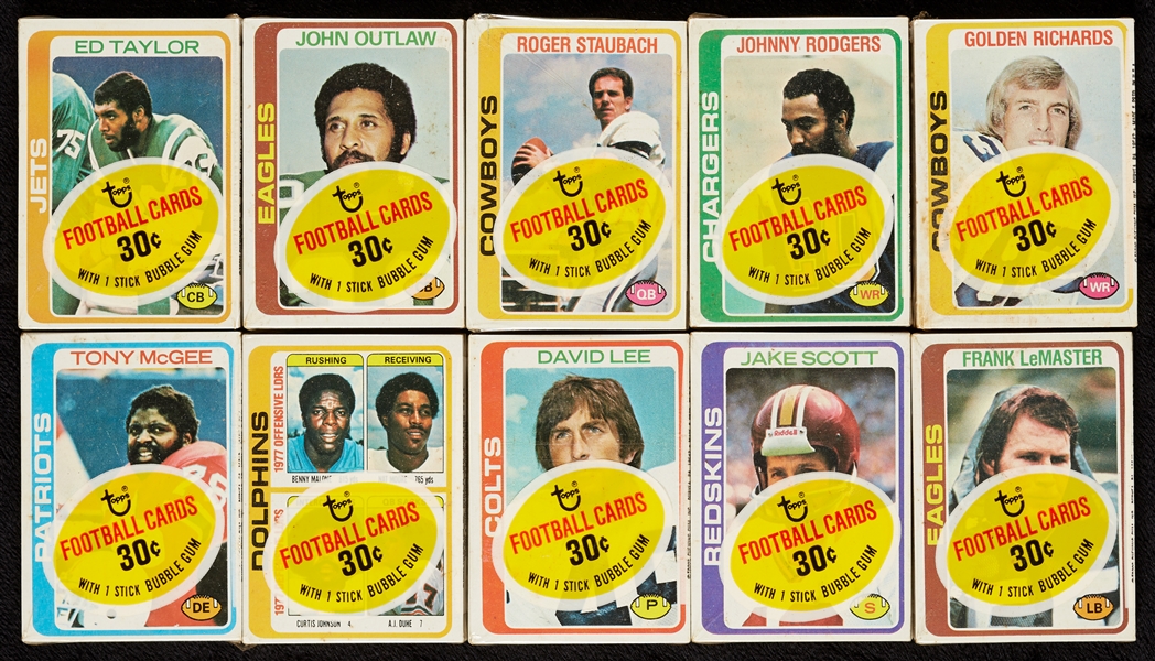 1978 Topps Football Cello Packs Group with Staubach on Top (10)