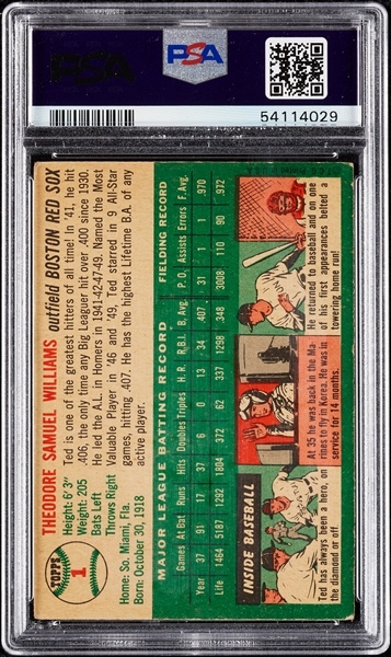 1954 Topps Ted Williams No. 1 PSA 3