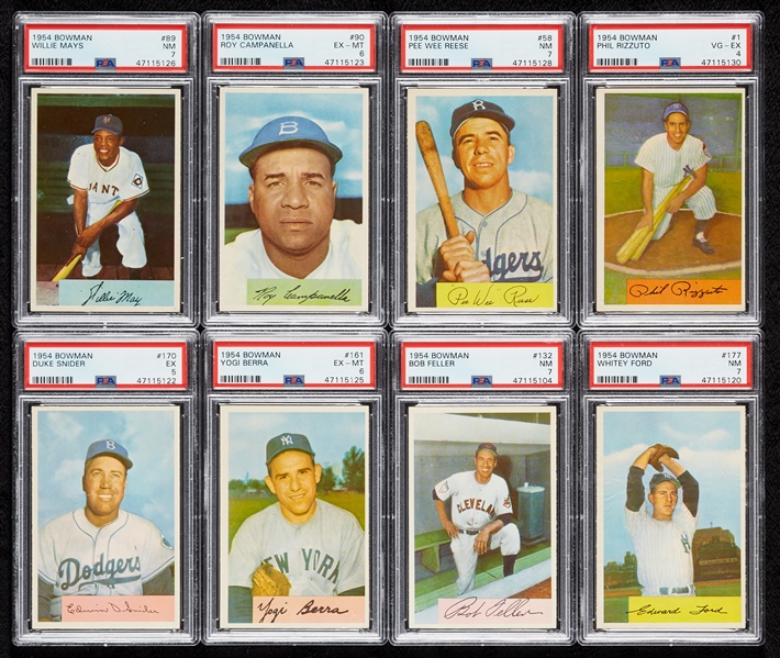 1954 Bowman Baseball Near Set, 14 PSA Slabs (195/224)