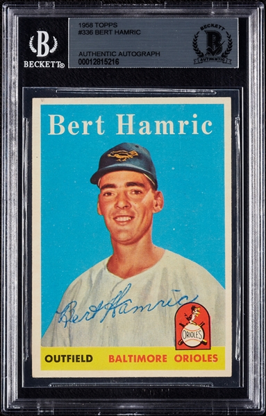 Bert Hamric Signed 1958 Topps No. 336 (BAS)