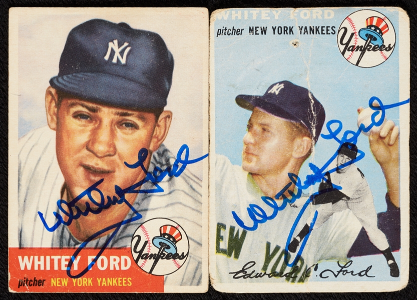 Whitey Ford Signed 1953 & 1954 Topps Cards (2)