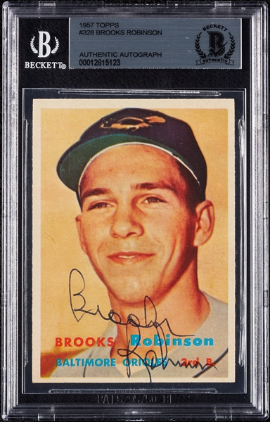Brooks Robinson Signed 1957 Topps RC No. 328 (BAS)