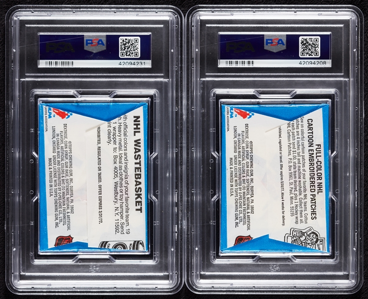 1977 Topps Hockey Wax Pack in 1976 Wrapper Pair (2) (Graded PSA 8)