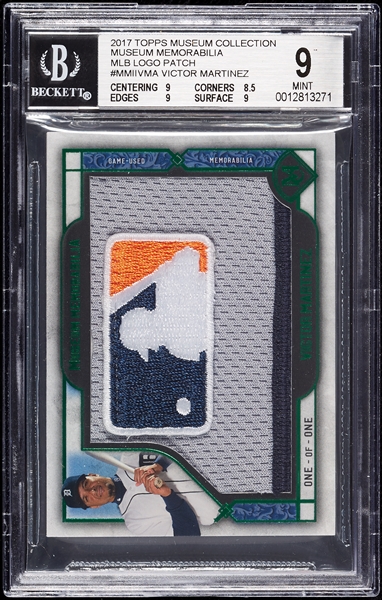 2017 Topps Museum Collection Victor Martinez Museum Memorabilia MLB Logo Patch (1/1) BGS 9