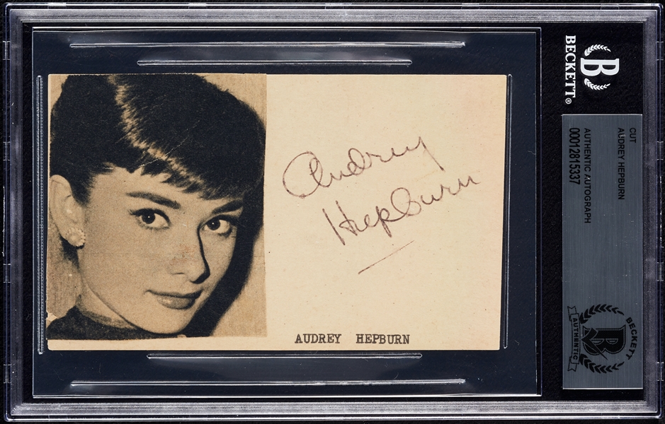 Audrey Hepburn Vintage (1950s) Signed Index Card (BAS)