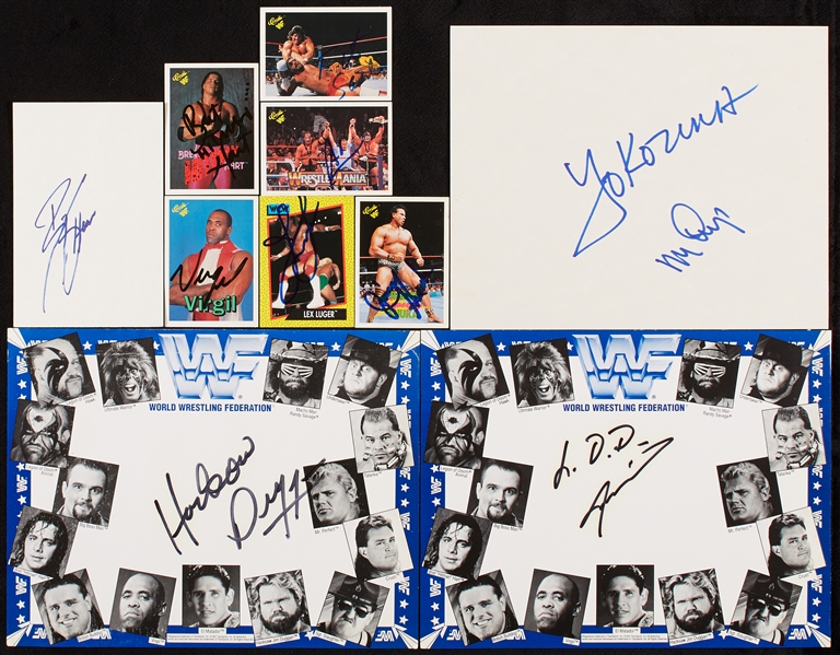 Wrestling Greats Signed Group with Hitman Hart, Lex Luger, Big Show (10)