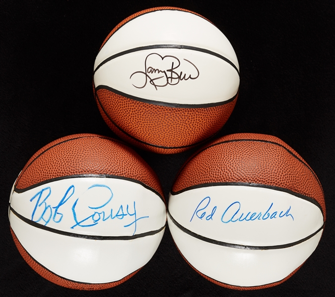 Red Auerbach & Bob Cousy Signed Mini-Basketball Pair (2)