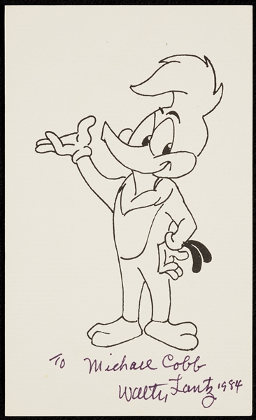 Walter Lantz Signed Woody Woodpecker Sketch (BAS)
