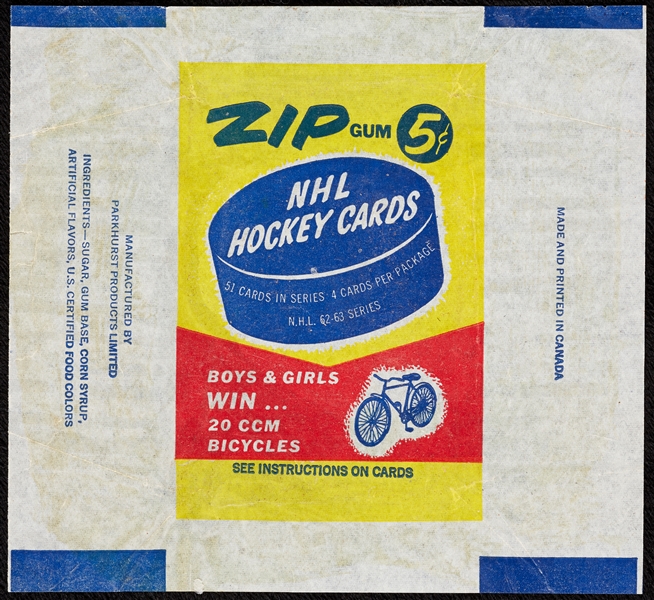 High-Grade 1962 Parkhurst Hockey 5-Cent Wrapper