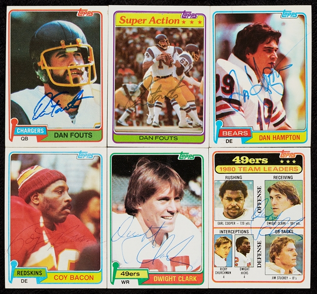 Signed 1981 Topps Football with (2) Dwight Clark, Fouts (91)