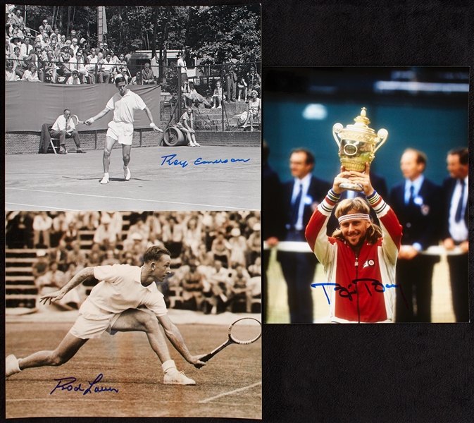 Tennis Legends Signed 8x10 Photos with Borg, Laver, Emerson (3)