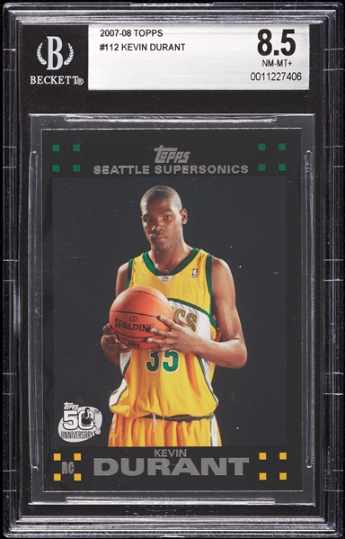 2007-08 Topps Kevin Durant RC No. 112 BGS 8.5