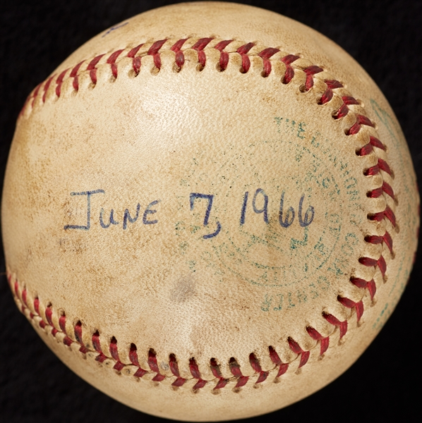 Mickey Lolich Career Win No. 44 Final Out Game-Used Baseball (6/7/1966) (BAS) (Lolich LOA)