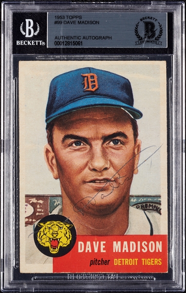 Dave Madison Signed 1953 Topps No. 99 (BAS)