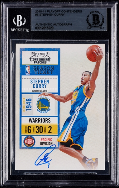 Stephen Curry Signed 2010-11 Contenders No. 8 (BAS)