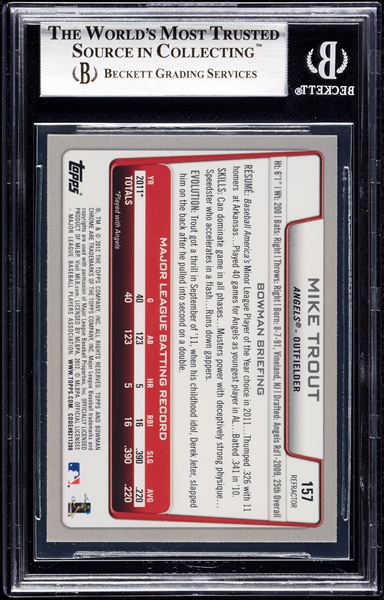 2012 Bowman Chrome Mike Trout Refractor No. 157 BGS 8.5
