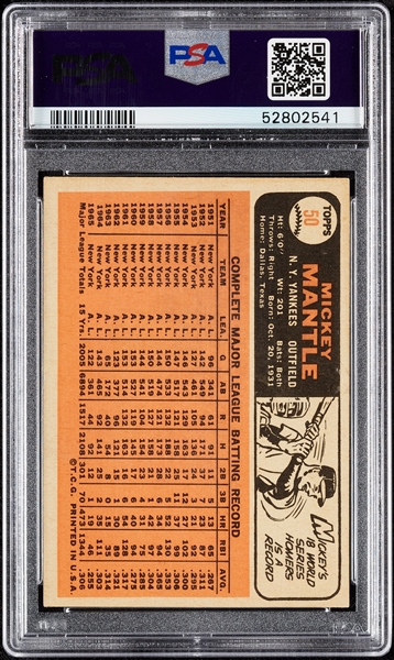 1966 Topps Mickey Mantle No. 50 PSA 4